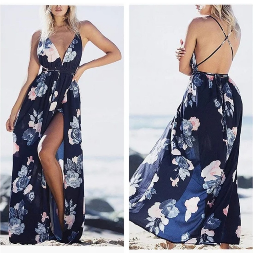 Floral Halter Maxi Dress